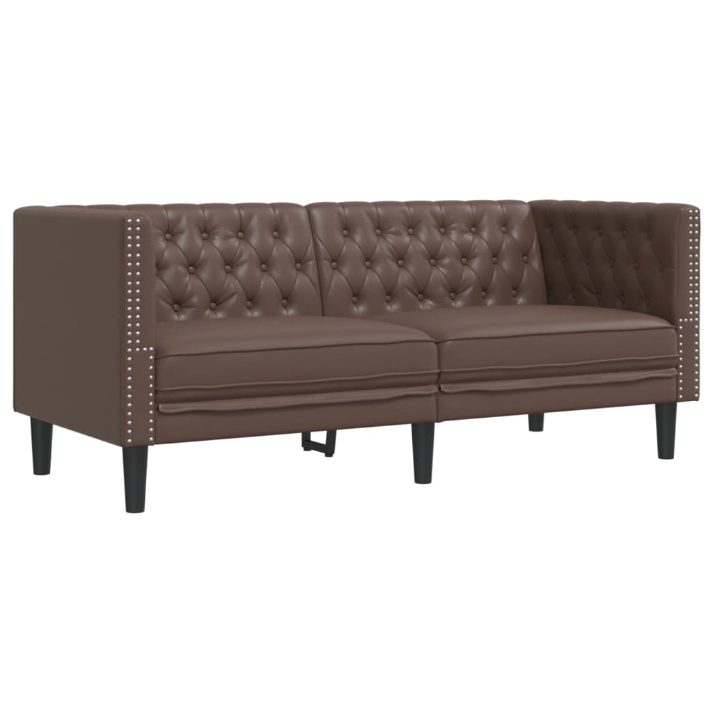 2-delige Loungeset Chesterfield-stijl kunstleer bruin