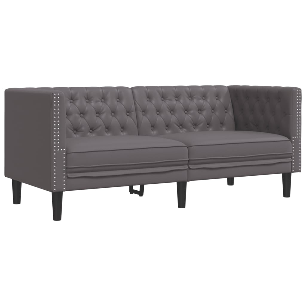 2-Delige Loungeset Chesterfield-Stijl Kunstleer Grijs