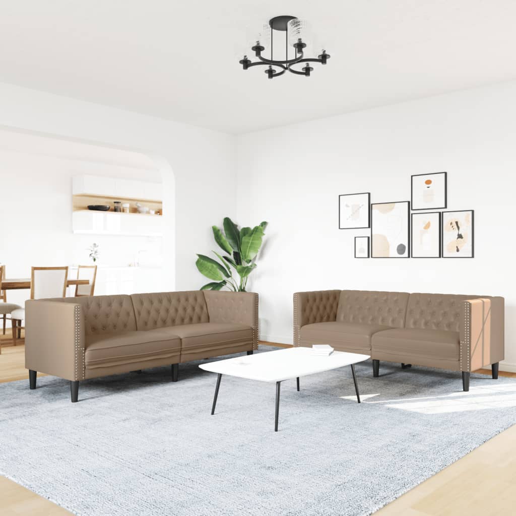 2-delige Loungeset Chesterfield-stijl kunstleer cappuccinokleur
