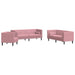 3-delige Loungeset Chesterfield met bolsters fluweel roze