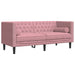 3-delige Loungeset Chesterfield met bolsters fluweel roze
