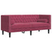 3-delige Loungeset Chesterfield met bolsters fluweel wijnrood