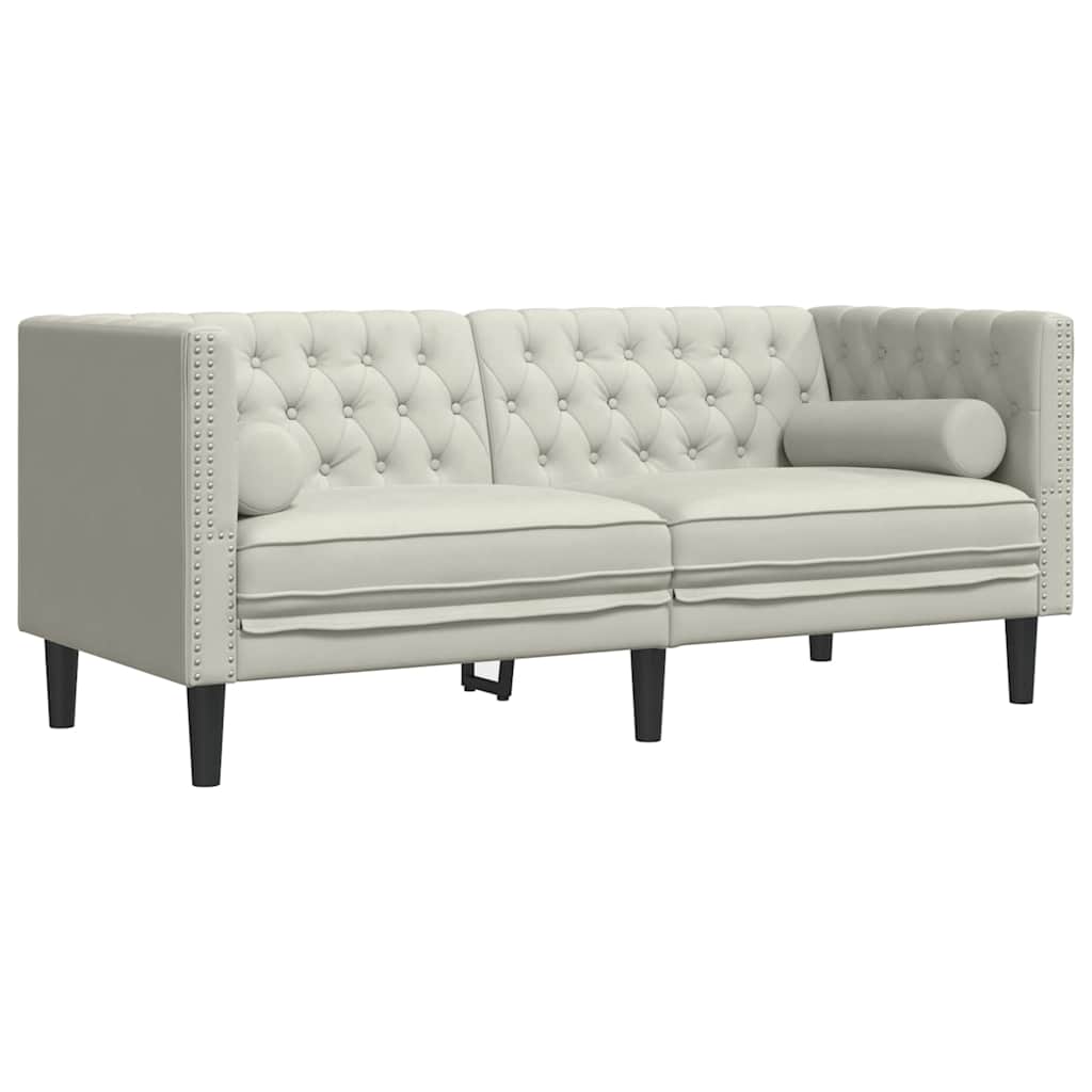 3-delige Loungeset Chesterfield met bolsters fluweel crèmekleur