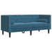 3-delige Loungeset Chesterfield met bolsters fluweel blauw
