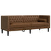 3-delige Loungeset Chesterfield met bolsters kunstsuède bruin
