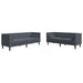 2-delige Loungeset Chesterfield en bolsters fluweel donkergrijs