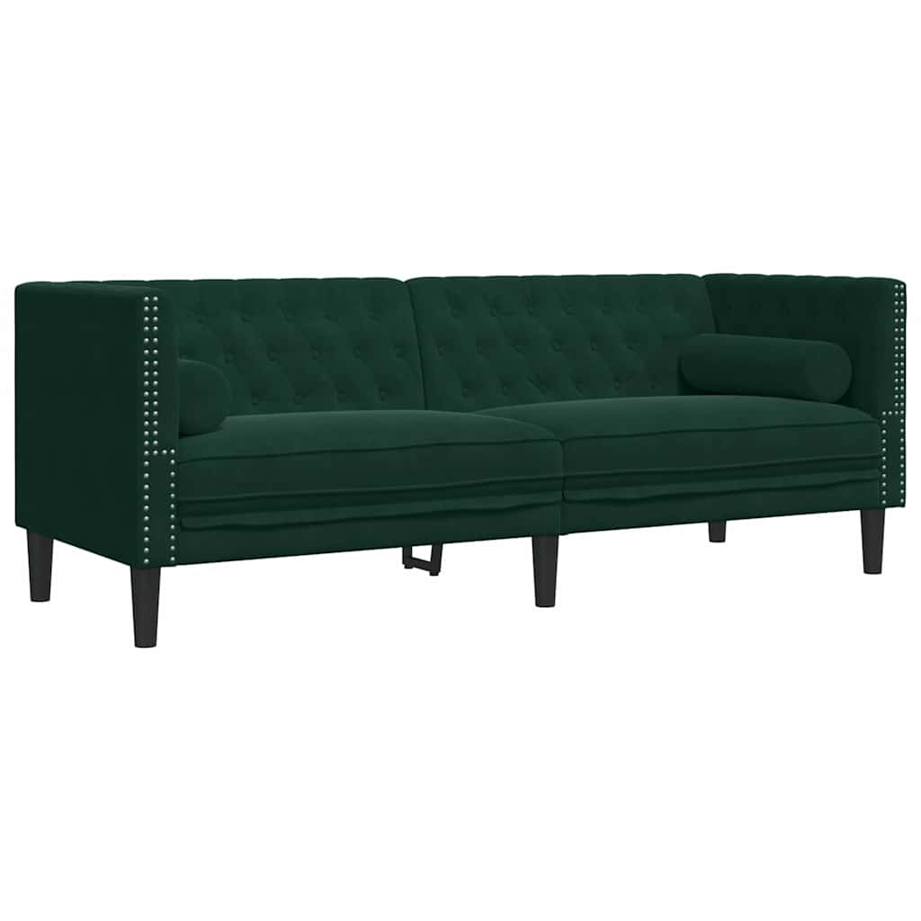 2-delige Loungeset Chesterfield en bolsters fluweel donkergroen
