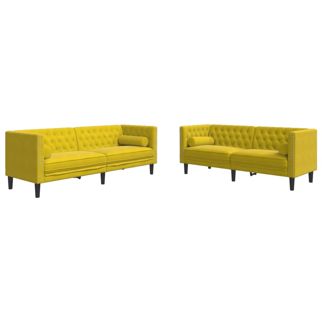 2-delige Loungeset Chesterfield met bolsters fluweel geel