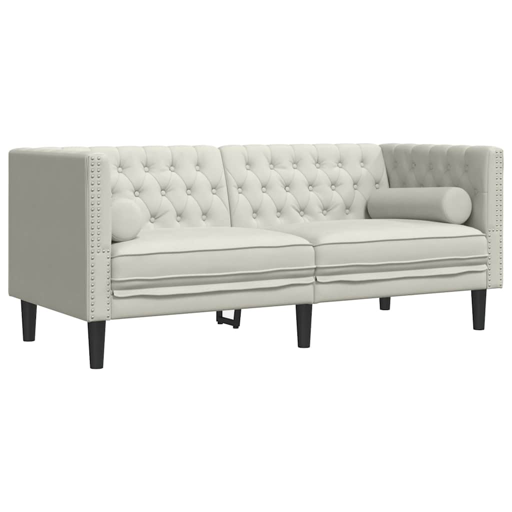 2-delige Loungeset Chesterfield met bolsters fluweel crèmekleur