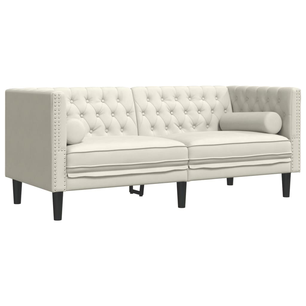 2-delige Loungeset Chesterfield met bolsters fluweel crèmekleur