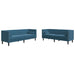 2-delige Loungeset Chesterfield met bolsters fluweel blauw