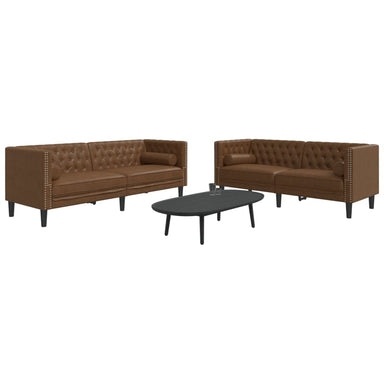 2-delige Loungeset Chesterfield met bolsters kunstsuède bruin