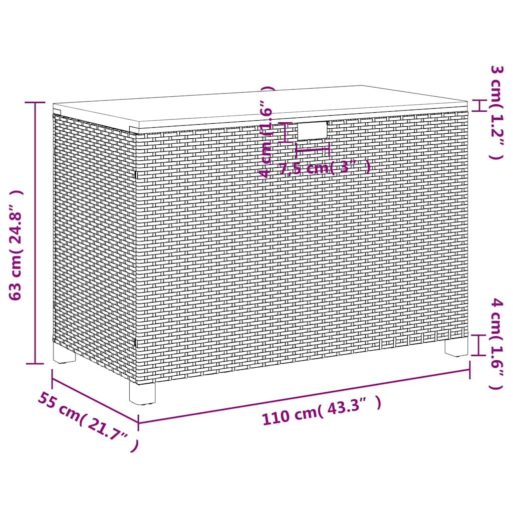 Tuinbox 110x55x63 cm poly rattan en acaciahout zwart