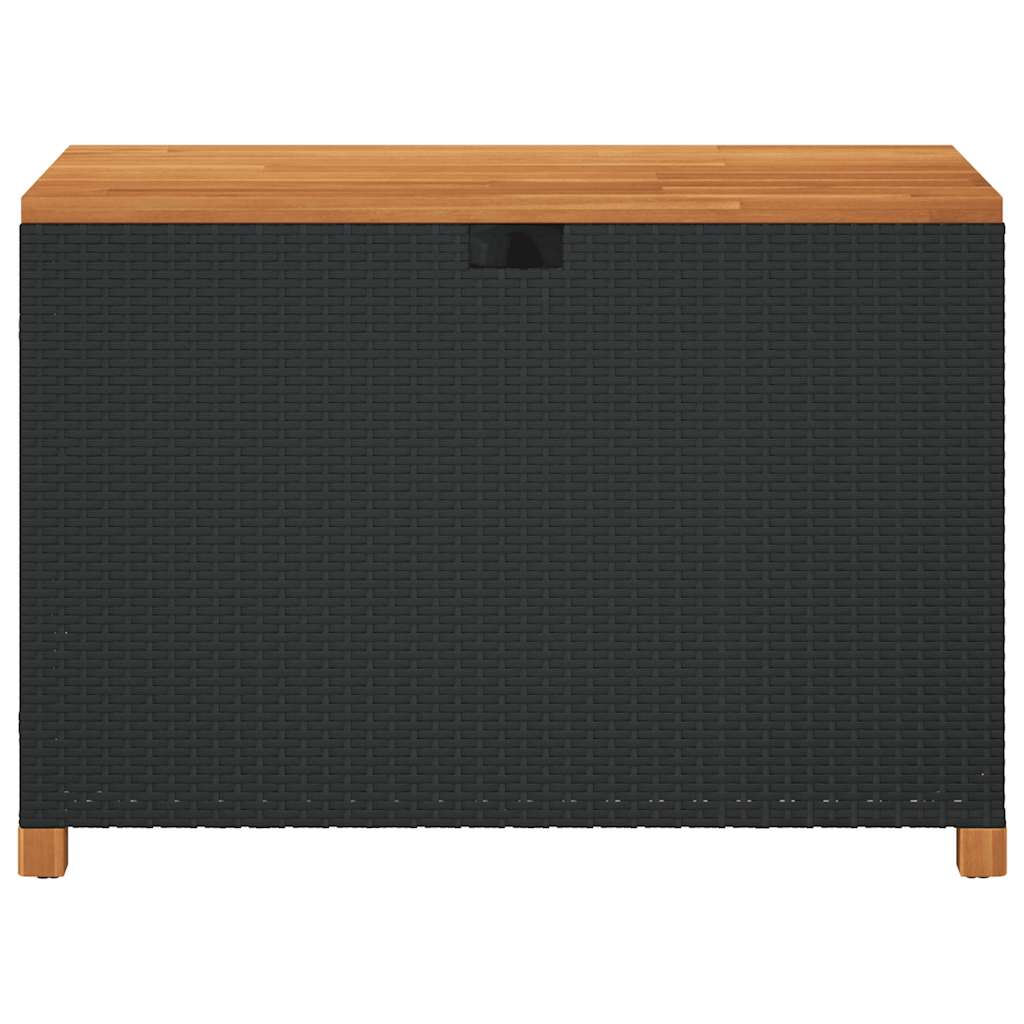 Tuinbox 110x55x63 cm poly rattan en acaciahout zwart