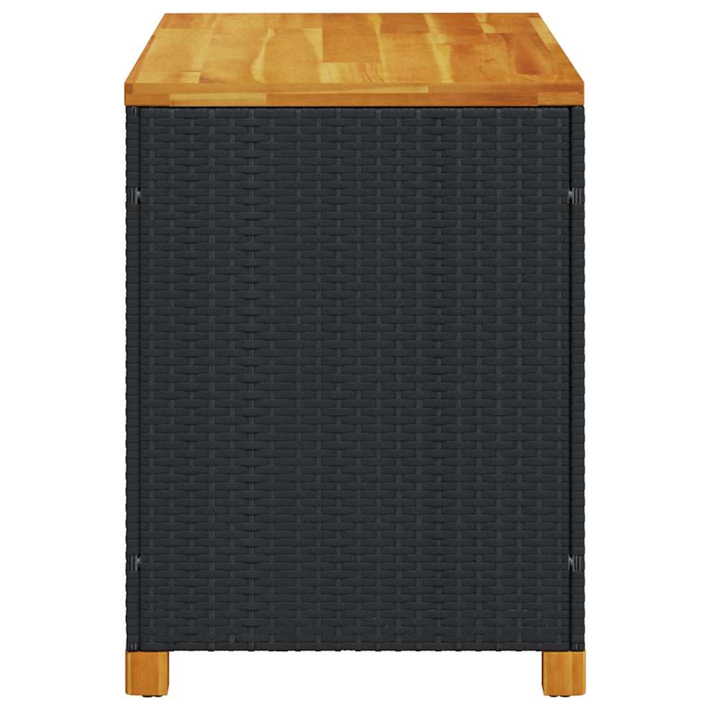 Tuinbox 110x55x63 cm poly rattan en acaciahout zwart