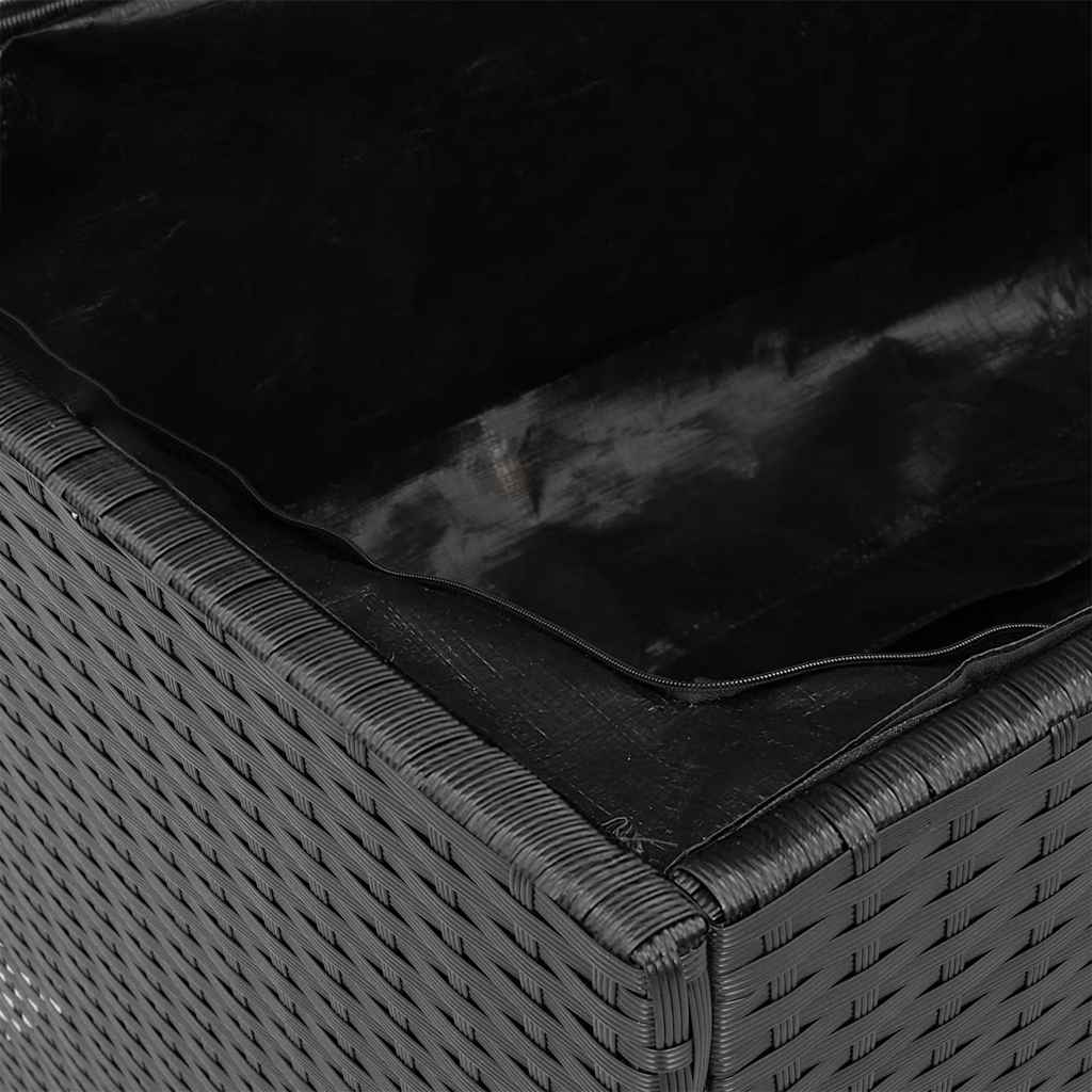 Tuinbox 110x55x63 cm poly rattan en acaciahout zwart