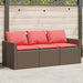 Tuinbank 3-zits met kussens poly rattan bruin