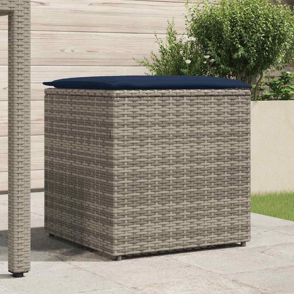 Kussenbox met opslag Grijs 50 x 50 x 50 cm poly rattan