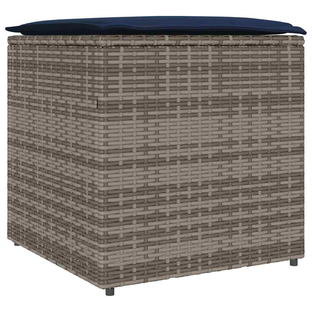 Kussenbox met opslag Grijs 50 x 50 x 50 cm poly rattan