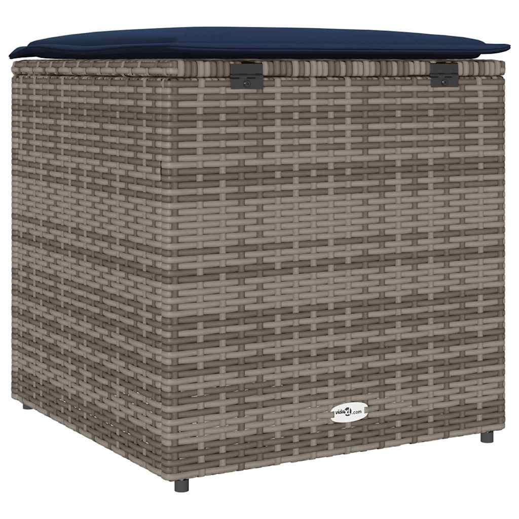 Kussenbox met opslag Grijs 50 x 50 x 50 cm poly rattan