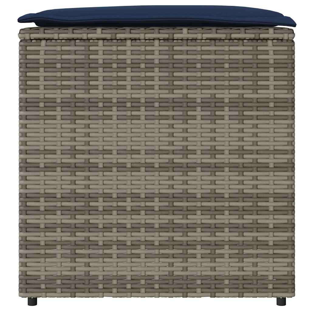 Kussenbox met opslag Grijs 50 x 50 x 50 cm poly rattan