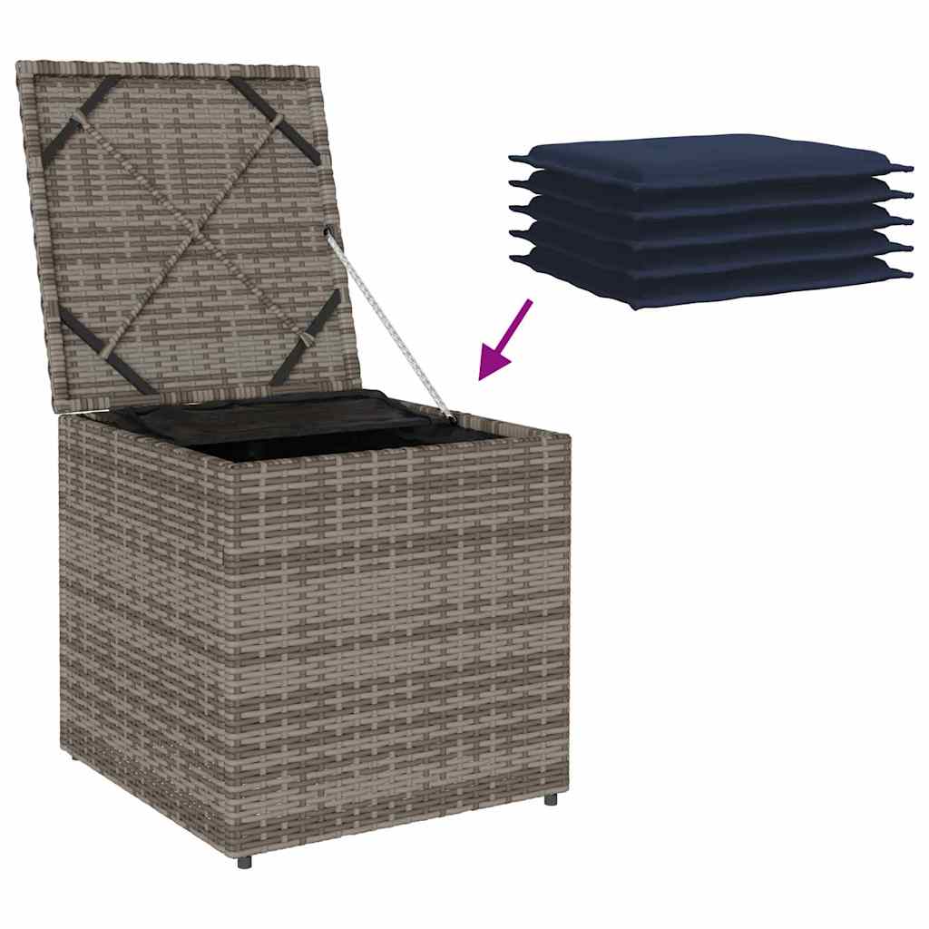 Kussenbox met opslag Grijs 50 x 50 x 50 cm poly rattan