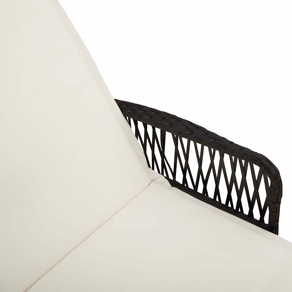 Ligstoel Zwart en Cream Wit 55 x 200 x 92 cm poly rattan