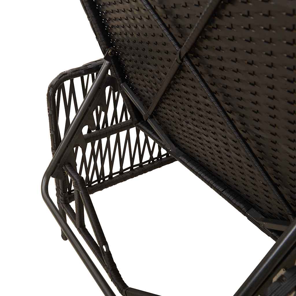 Ligstoel Zwart en Cream Wit 55 x 200 x 92 cm poly rattan