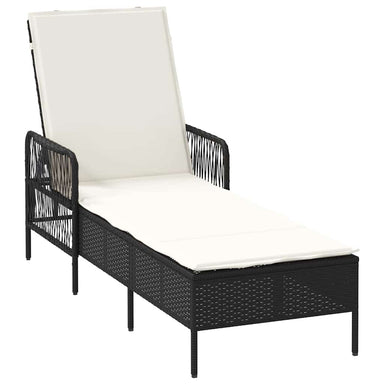 Ligstoel Zwart en Cream Wit 55 x 200 x 92 cm poly rattan