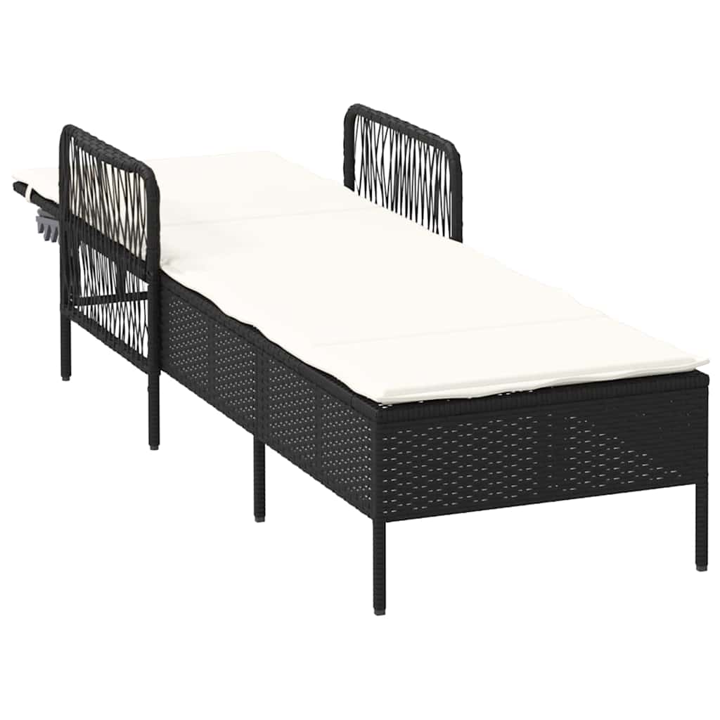 Ligstoel Zwart en Cream Wit 55 x 200 x 92 cm poly rattan