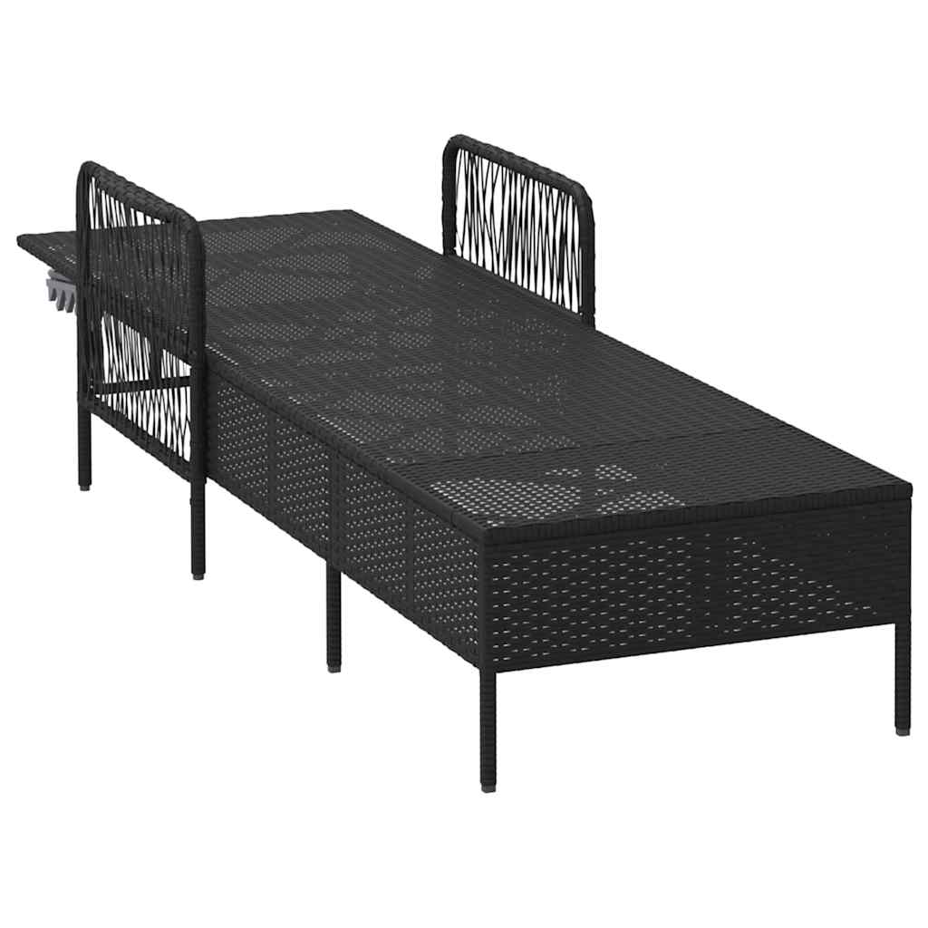 Ligstoel Zwart en Cream Wit 55 x 200 x 92 cm poly rattan