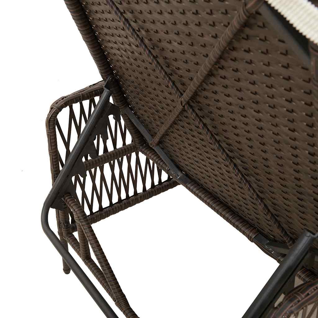 Ligstoel Bruin en Crème Wit 55 x 200 x 92 cm poly rattan