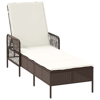 Ligstoel Bruin en Crème Wit 55 x 200 x 92 cm poly rattan