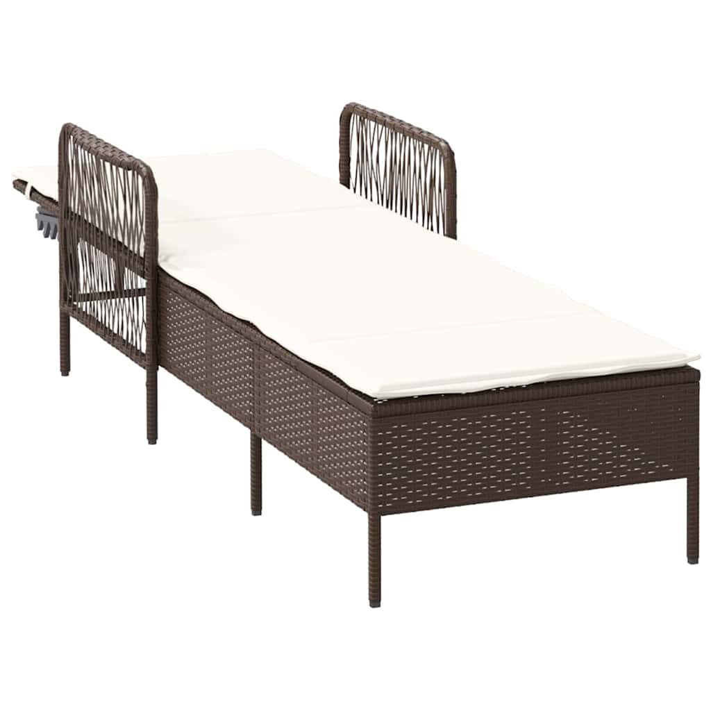 Ligstoel Bruin en Crème Wit 55 x 200 x 92 cm poly rattan