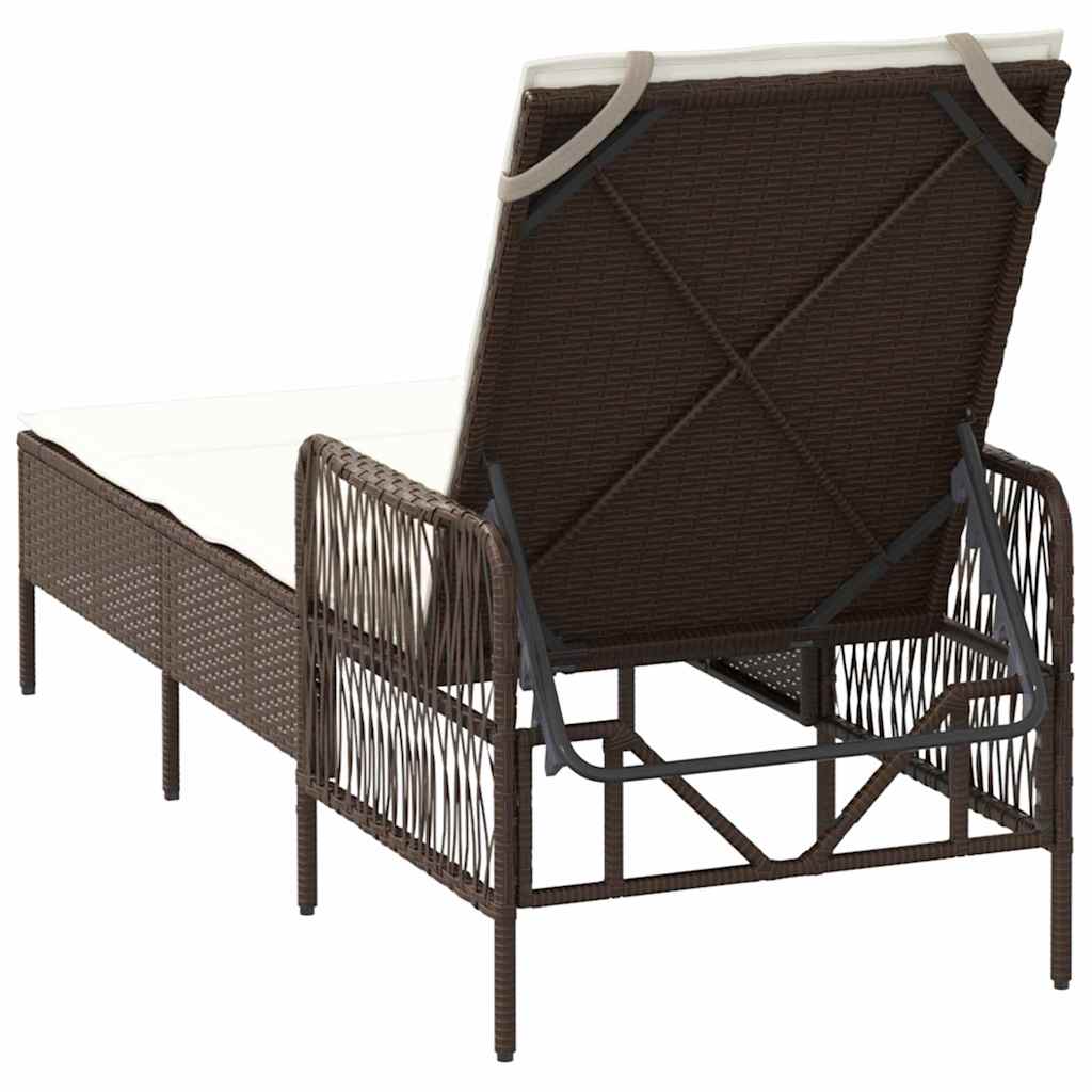 Ligstoel Bruin en Crème Wit 55 x 200 x 92 cm poly rattan
