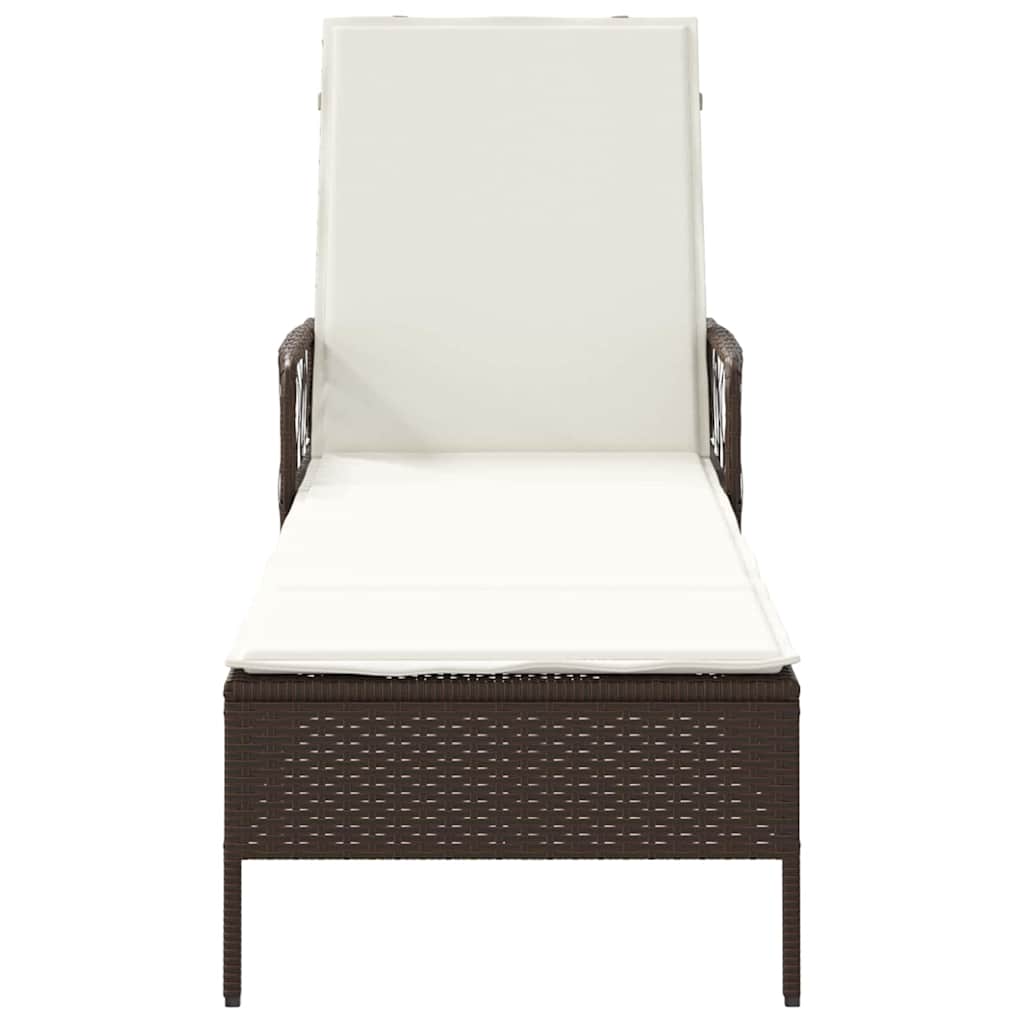 Ligstoel Bruin en Crème Wit 55 x 200 x 92 cm poly rattan