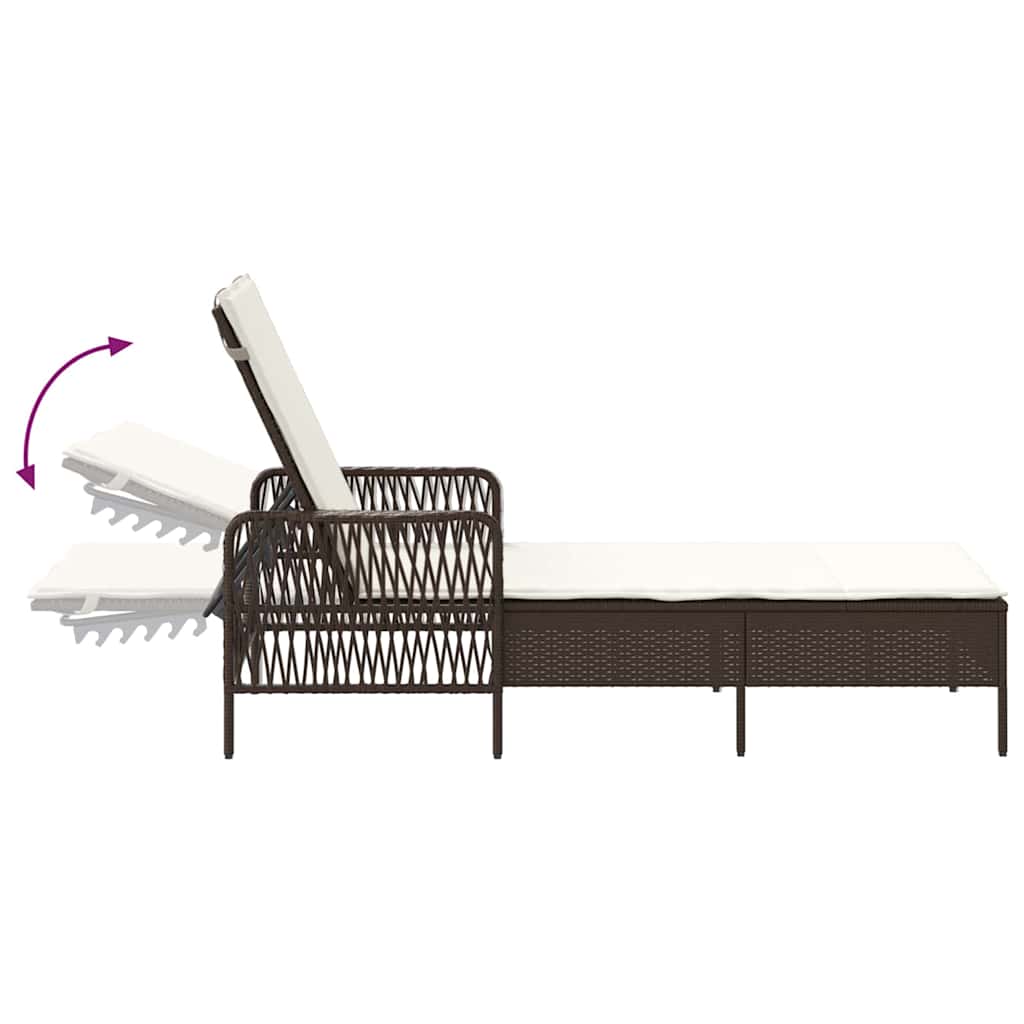 Ligstoel Bruin en Crème Wit 55 x 200 x 92 cm poly rattan