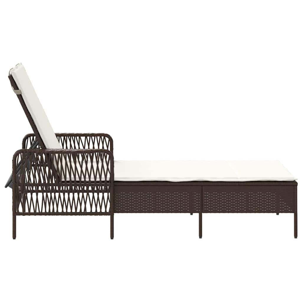 Ligstoel Bruin en Crème Wit 55 x 200 x 92 cm poly rattan