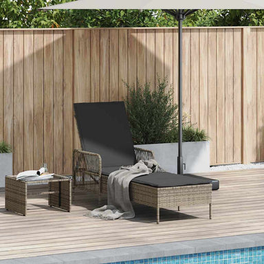 Ligstoel Grijs en Donkergrijs 200 x 55 x 92 cm poly rattan