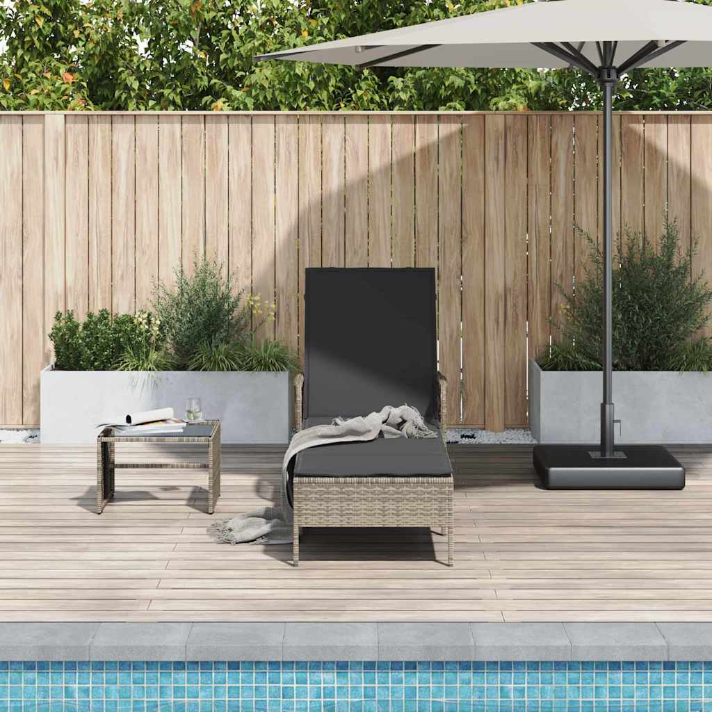 Ligstoel Grijs en Donkergrijs 200 x 55 x 92 cm poly rattan