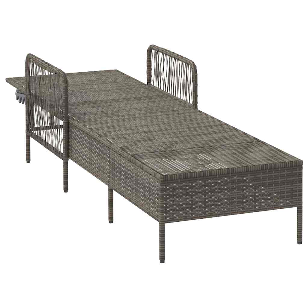 Ligstoel Grijs en Donkergrijs 200 x 55 x 92 cm poly rattan