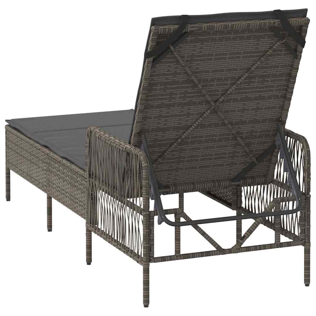 Ligstoel Grijs en Donkergrijs 200 x 55 x 92 cm poly rattan