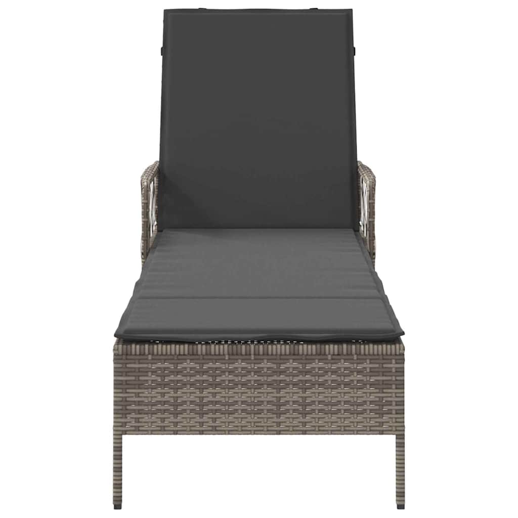 Ligstoel Grijs en Donkergrijs 200 x 55 x 92 cm poly rattan