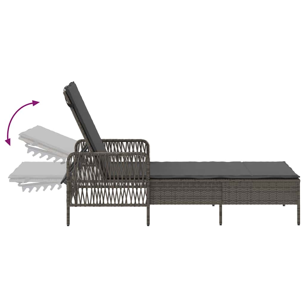 Ligstoel Grijs en Donkergrijs 200 x 55 x 92 cm poly rattan