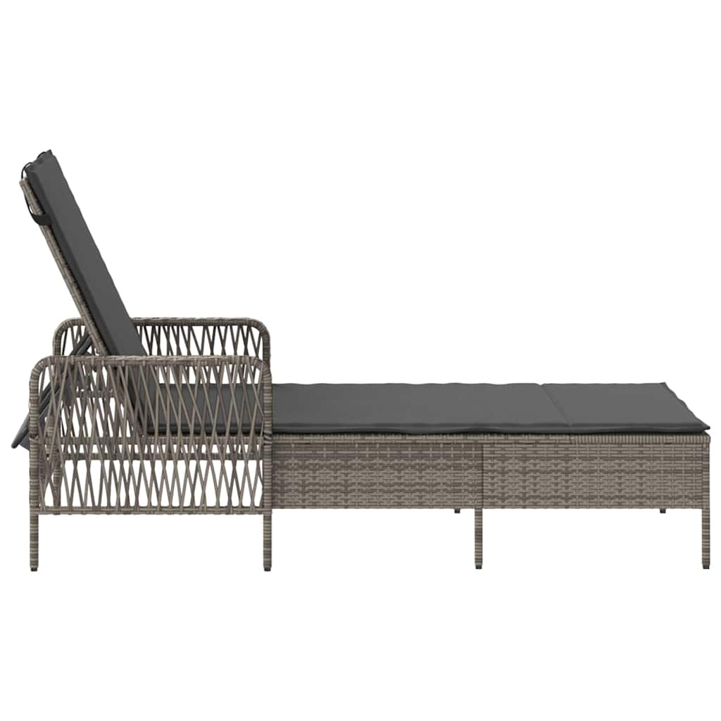 Ligstoel Grijs en Donkergrijs 200 x 55 x 92 cm poly rattan