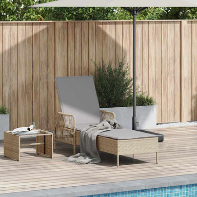 Ligstoel Beige en Licht Grijs 200 x 55 x 92 cm poly rattan