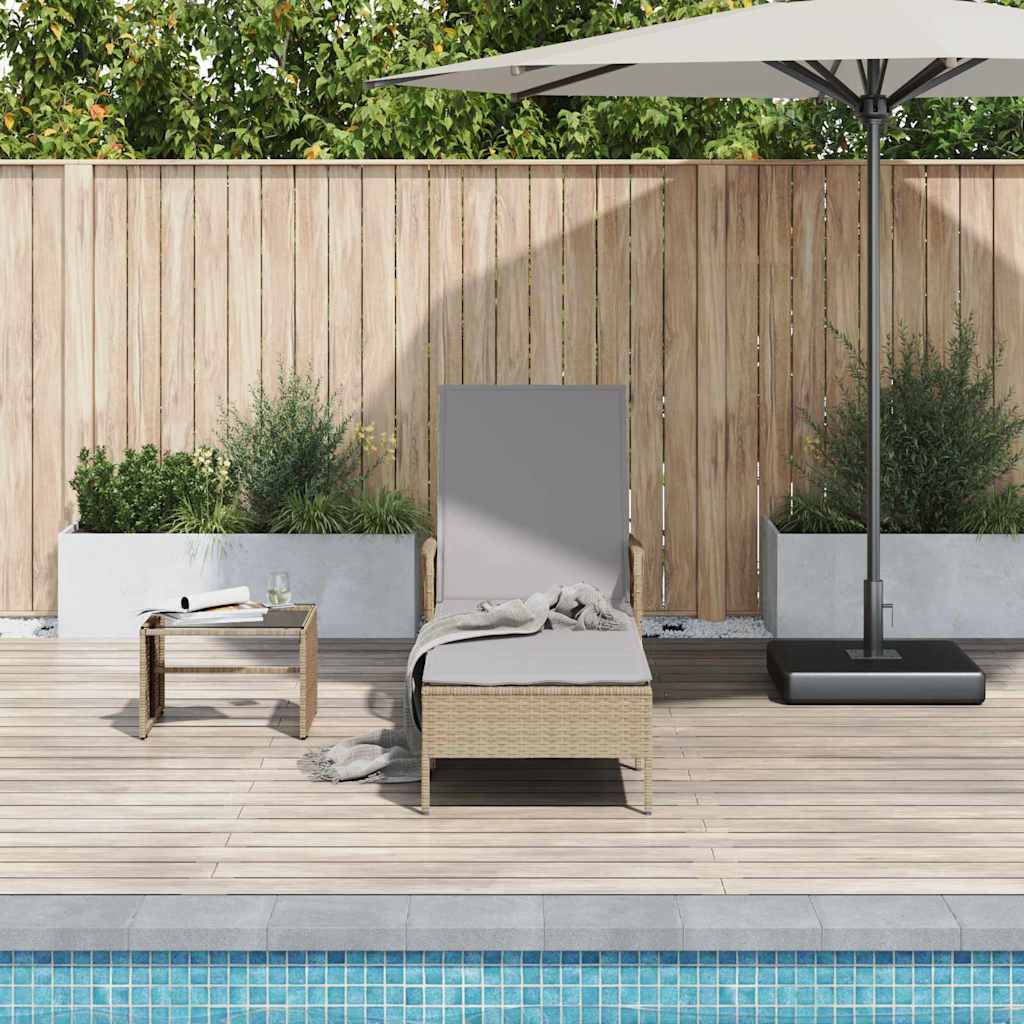 Ligstoel Beige en Licht Grijs 200 x 55 x 92 cm poly rattan