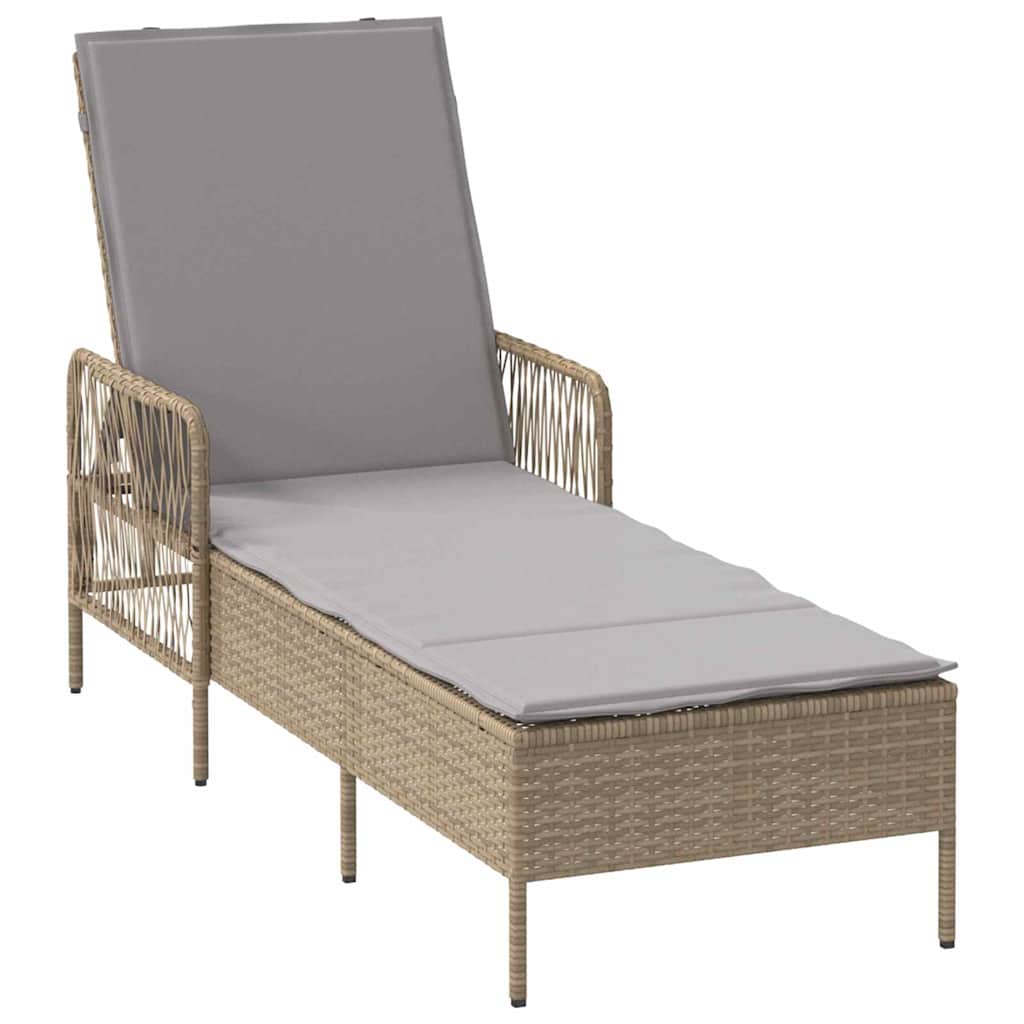 Ligstoel Beige en Licht Grijs 200 x 55 x 92 cm poly rattan