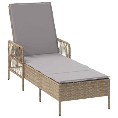 Ligstoel Beige en Licht Grijs 200 x 55 x 92 cm poly rattan