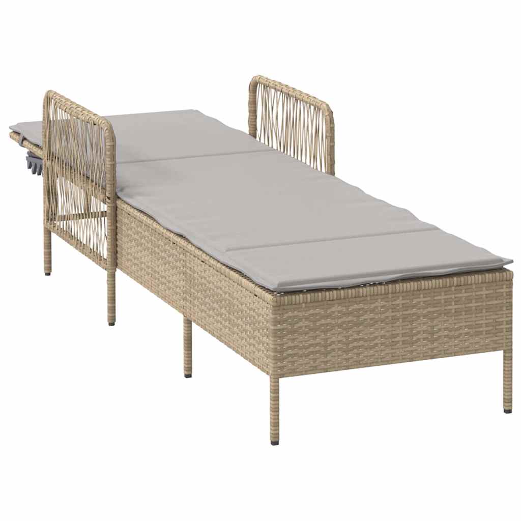Ligstoel Beige en Licht Grijs 200 x 55 x 92 cm poly rattan